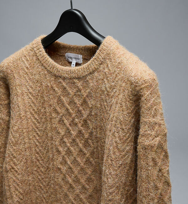 ABAHOUSE「WOOL MIX メランジシャギー アランニット【予約】」|ニット・セーター|オレンジ