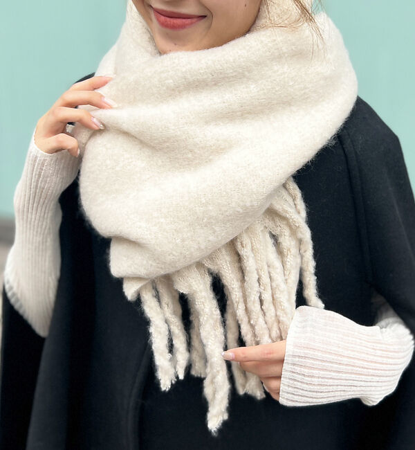 Rouge vif「【一部店舗限定】ボリュームフリンジストール」|マフラー|ベージュ