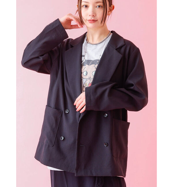 Rouge vif「【Le Melange/ル・メランジュ】スラブタッチドライジャケット【WEB限定」|その他|ブラック