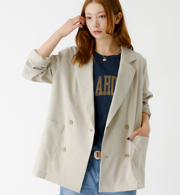 Rouge vif「【Le Melange/ル・メランジュ】スラブタッチドライジャケット【WEB限定」|その他|ベージュ