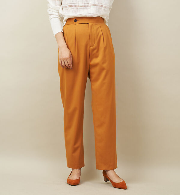 qualite「ウールギャバ2タックパンツ」|その他|オレンジ