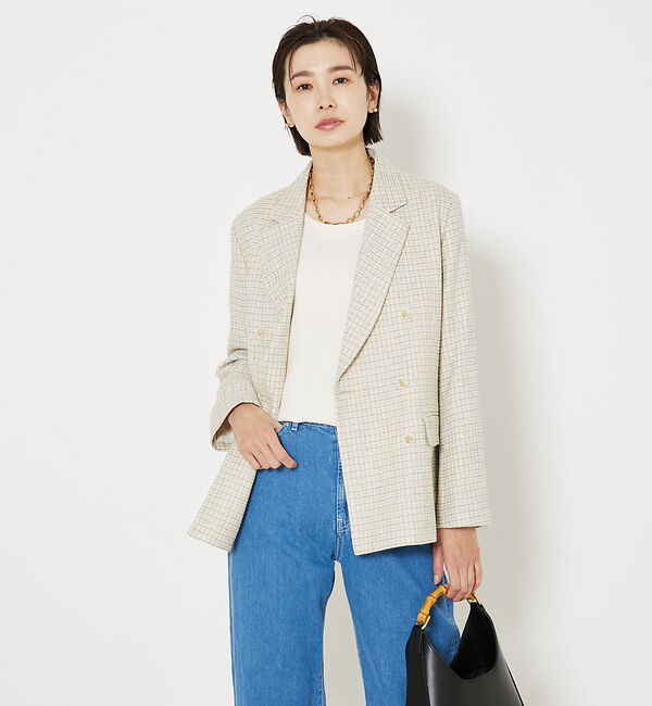 qualite「ミックスカラーツイードダブルジャケット」|その他|チェック