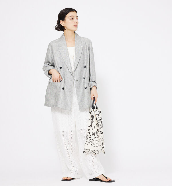 qualite「ラメスラブリネンダブルジャケット」|その他|