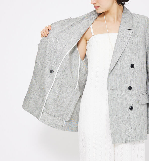 qualite「ラメスラブリネンダブルジャケット」|その他|