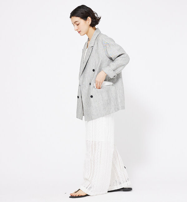 qualite「ラメスラブリネンダブルジャケット」|その他|