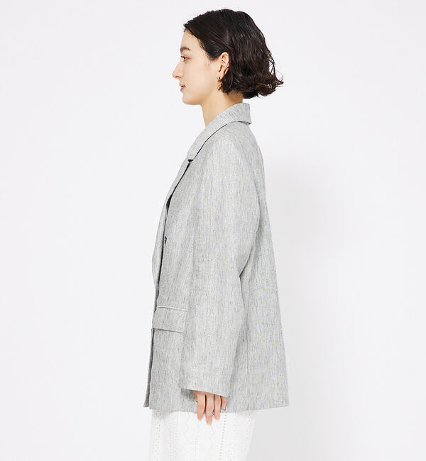 qualite「ラメスラブリネンダブルジャケット」|その他|