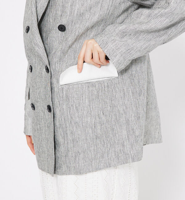 qualite「ラメスラブリネンダブルジャケット」|その他|