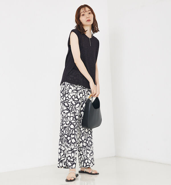 qualite「【大人の上品なシアー】ラメクルーネックニット」|キャミソール|