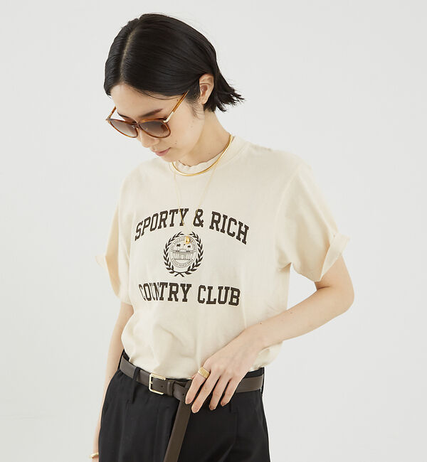 The Store by C' 「【Sporty&Rich】Varsity Crest T-Shirt／ロゴTシャ」|Tシャツ・カットソー|クリーム