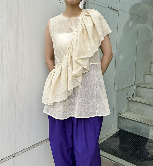 NOMINE「【iocus】マルチWAYカラー+コットンネットトップス」|Tシャツ・カットソー|オフホワイト