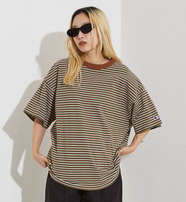 NOMINE「【WEB限定】Champion ボーダー Tシャツ」|Tシャツ・カットソー|ブラウン