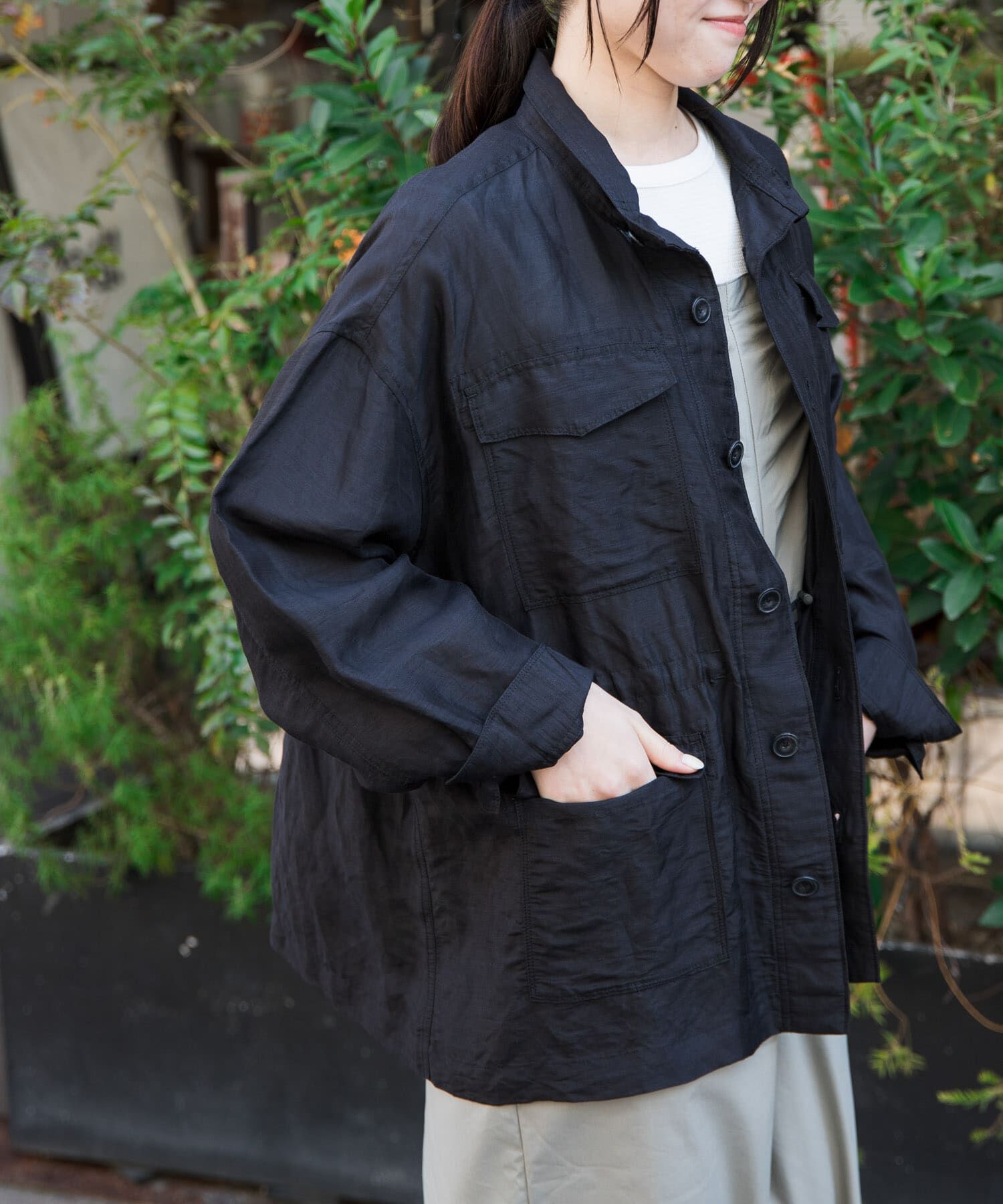 URBAN RESEARCH DOORS「FORK&SPOON　リネン混シャツブルゾン」|ブルゾン・スタジャン|