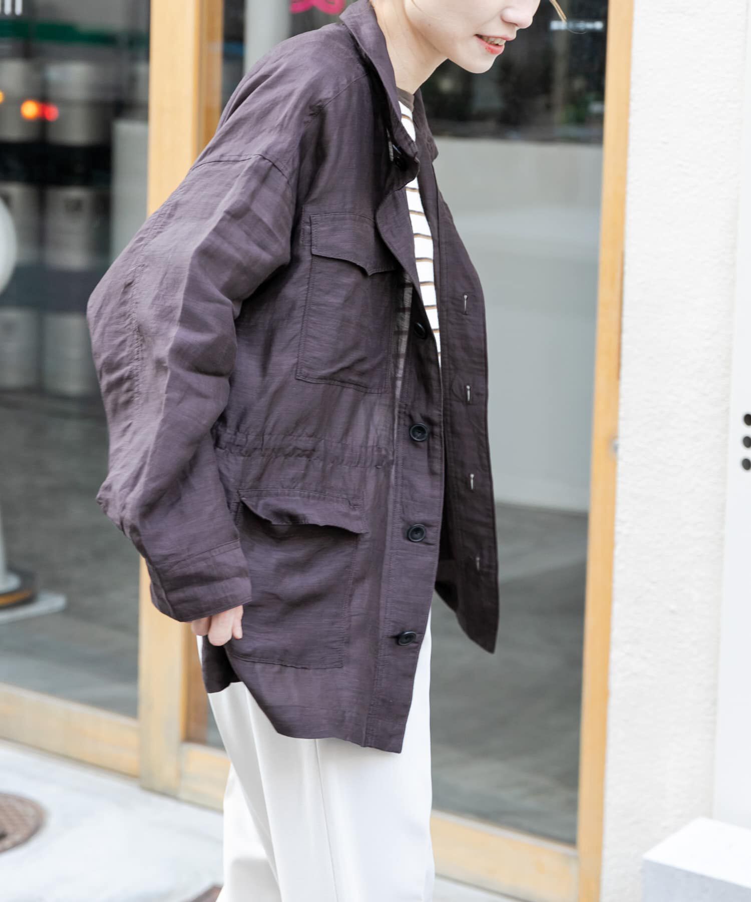 URBAN RESEARCH DOORS「FORK&SPOON　リネン混シャツブルゾン」|ブルゾン・スタジャン|