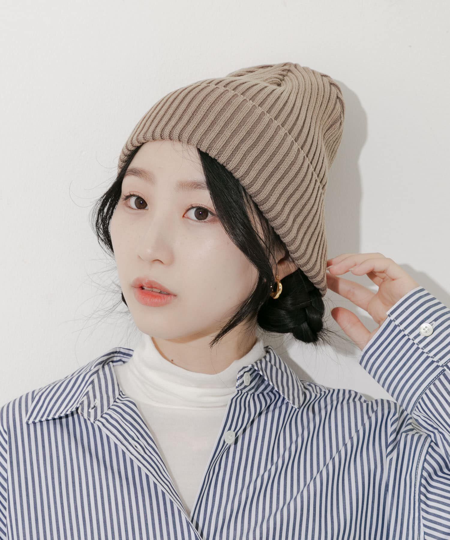 SMELLY「ウォッシュリブワッチ」|ニット帽|ベージュ