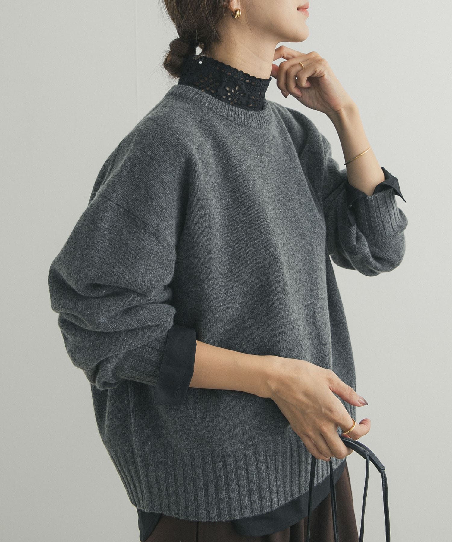 URBAN RESEARCH DOORS「アイレットレース衿ブラウス」|シャツ・ブラウス|