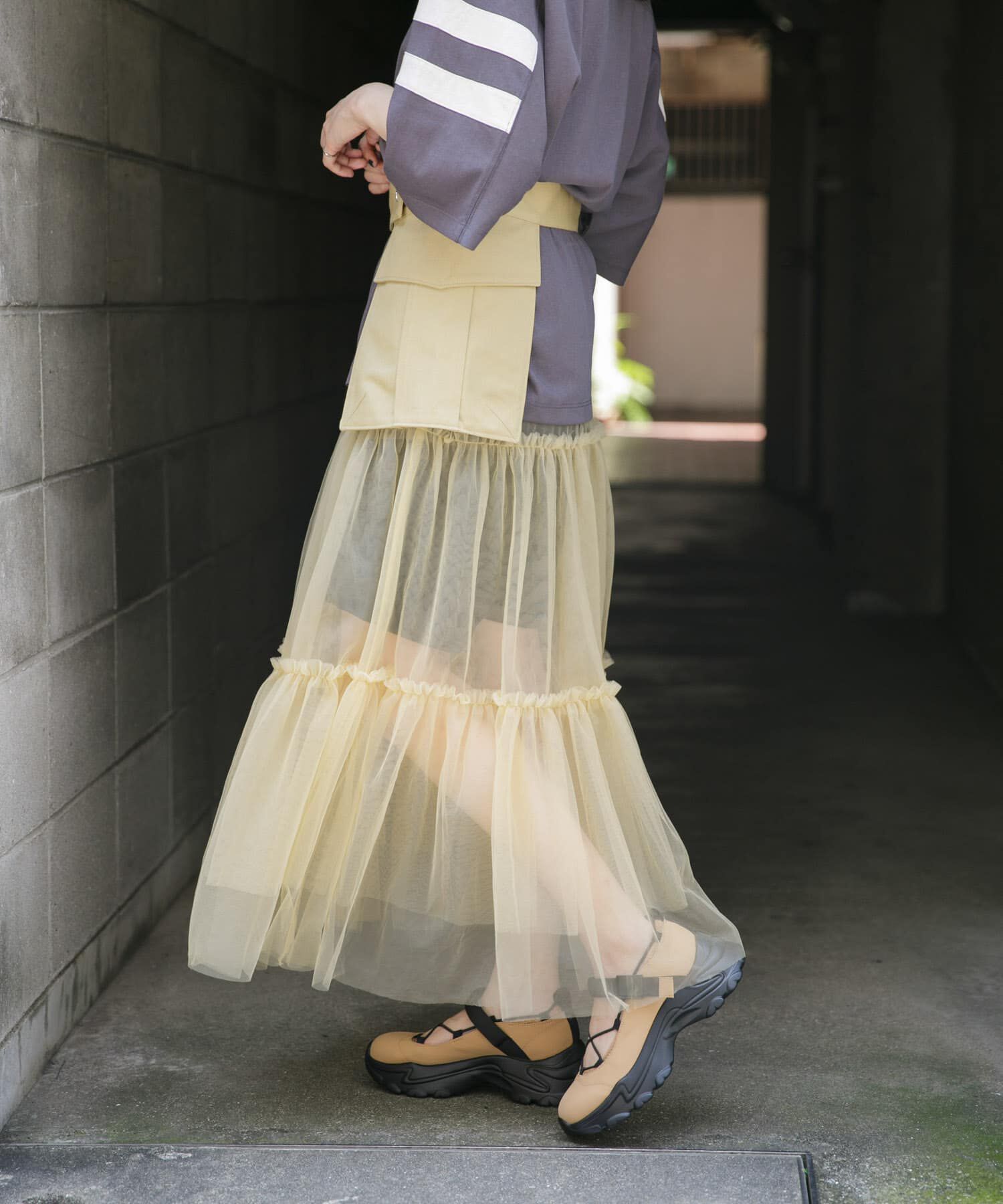  「ポケットベルトSETチュールスカート」|スカート|