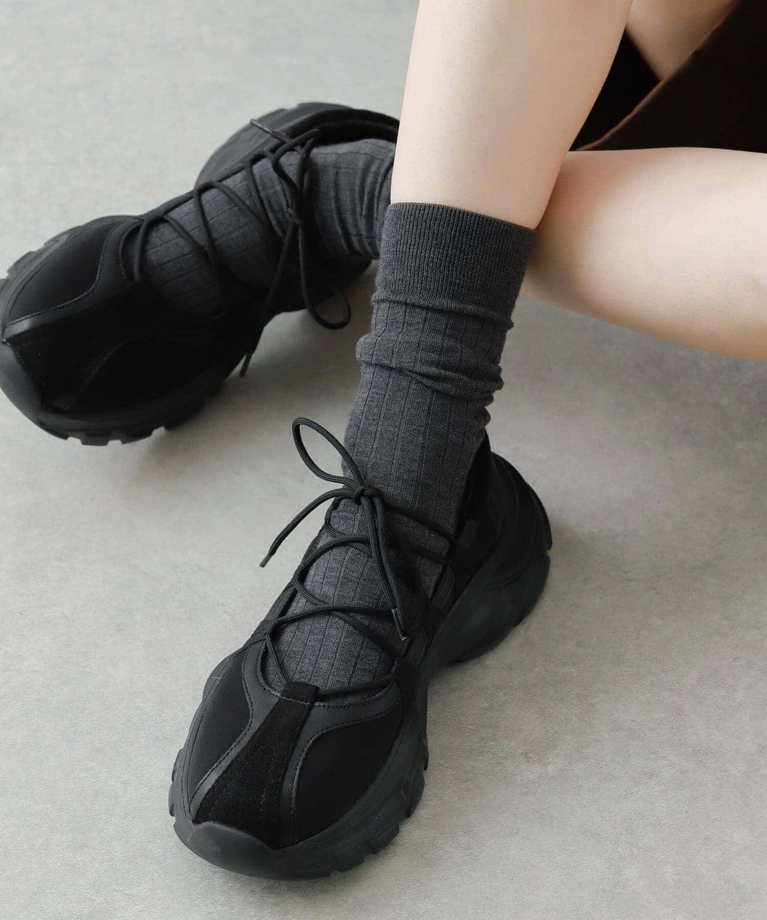 SENSE OF PLACE by URBAN RESEARCH「レースアップバレエスニーカー」|スニーカー|ブラック