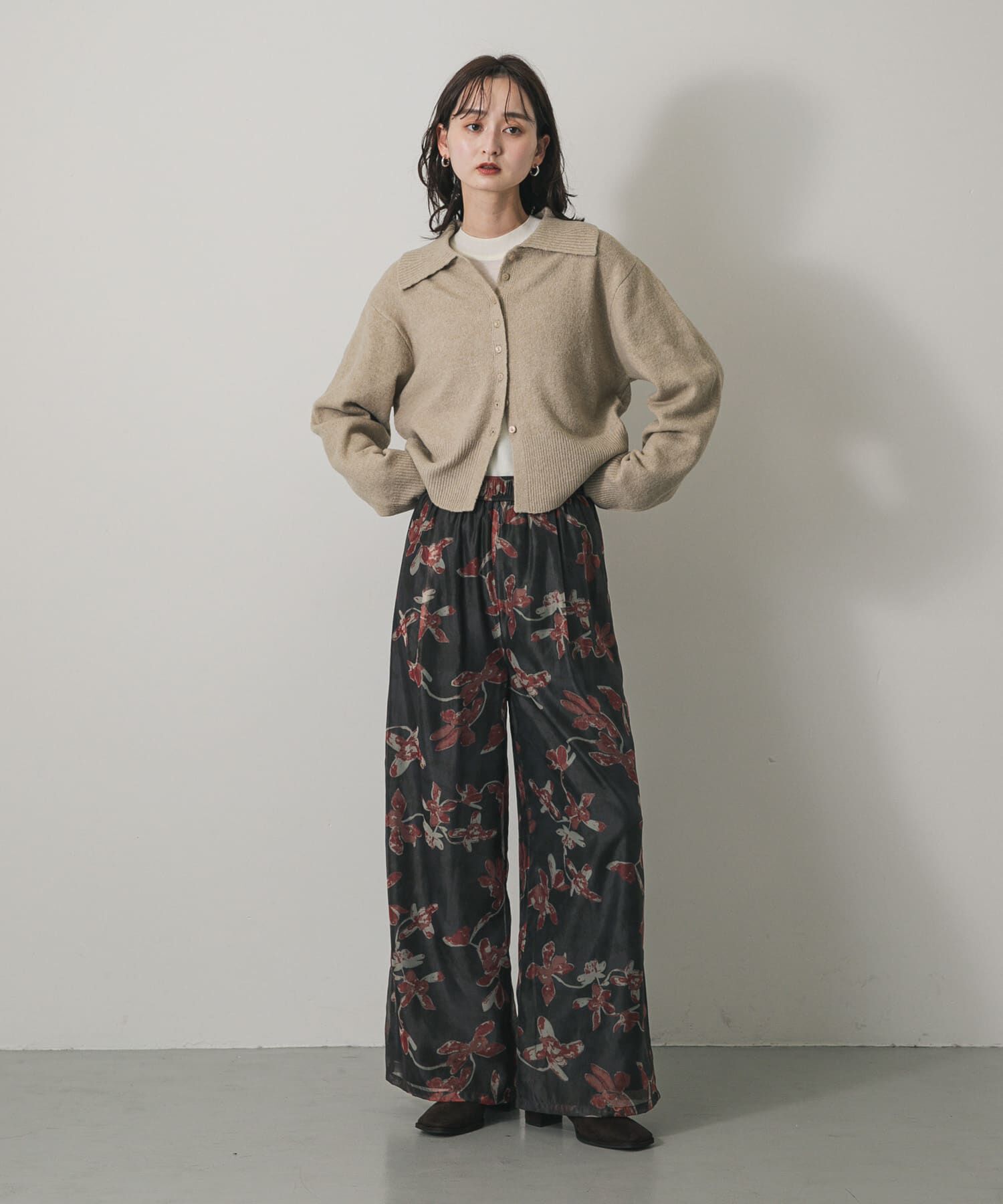 SENSE OF PLACE by URBAN RESEARCH「フラワープリントオーガンジーパンツ」|その他|ブラック系その他