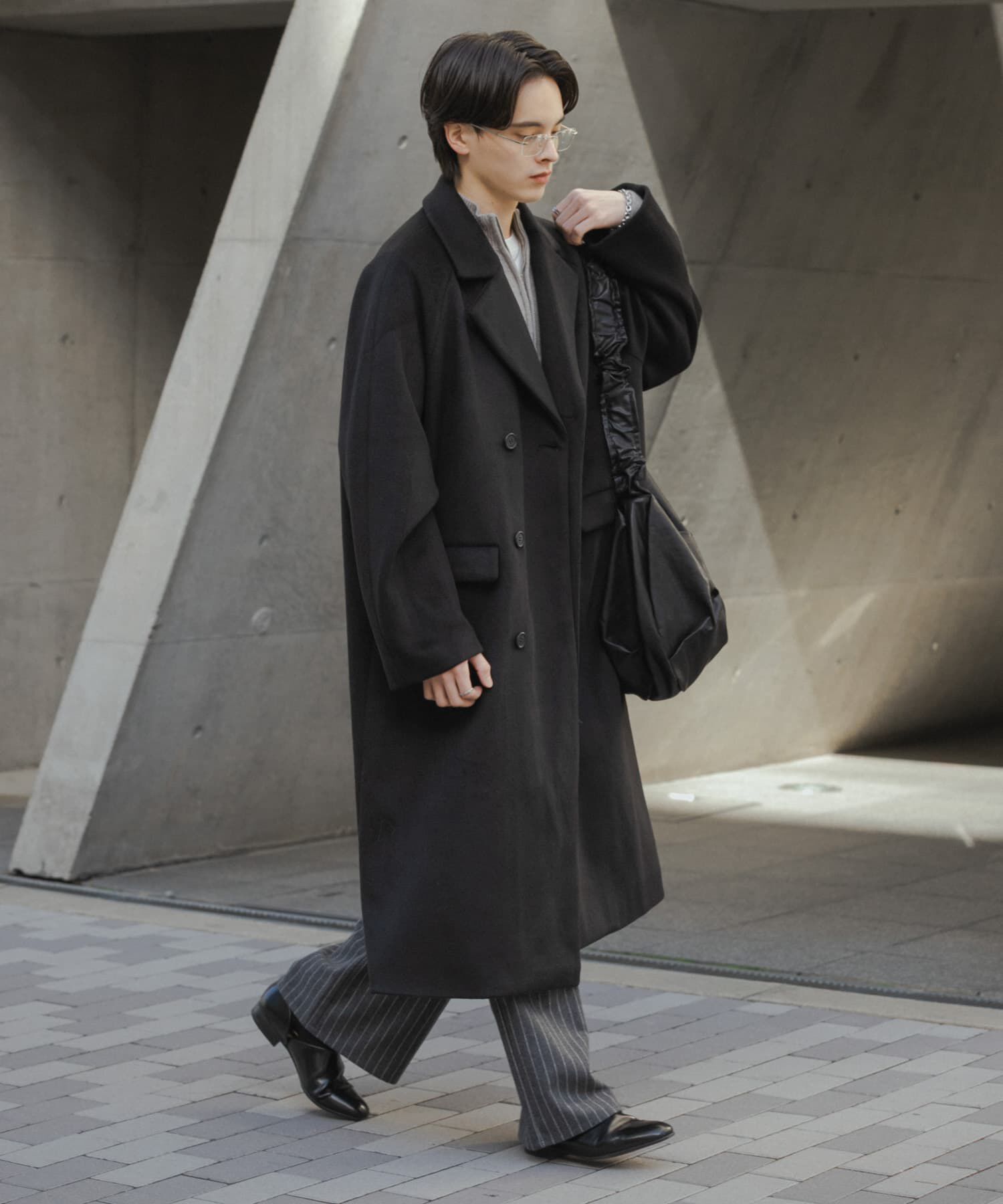 SENSE OF PLACE by URBAN RESEARCH「ウールブレンドダブルロングコート」|ノーカラーコート|