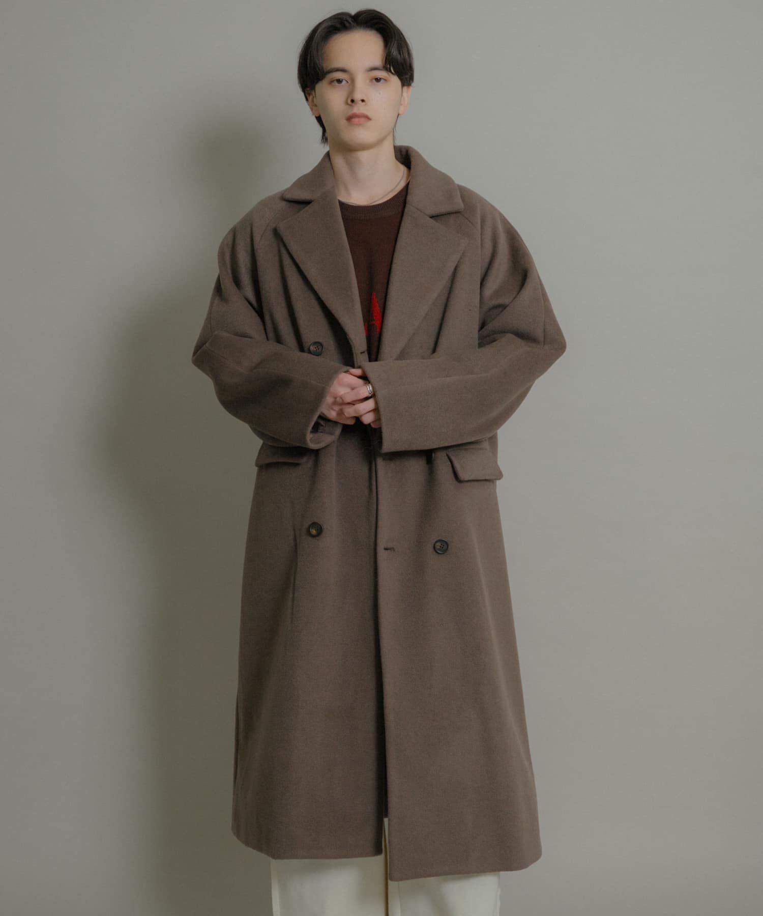 SENSE OF PLACE by URBAN RESEARCH「ウールブレンドダブルロングコート」|ノーカラーコート|