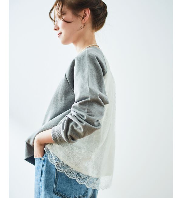 le.coeur blanc「《手洗い可能》バックレーススウェットプルオーバー」|プルオーバー|