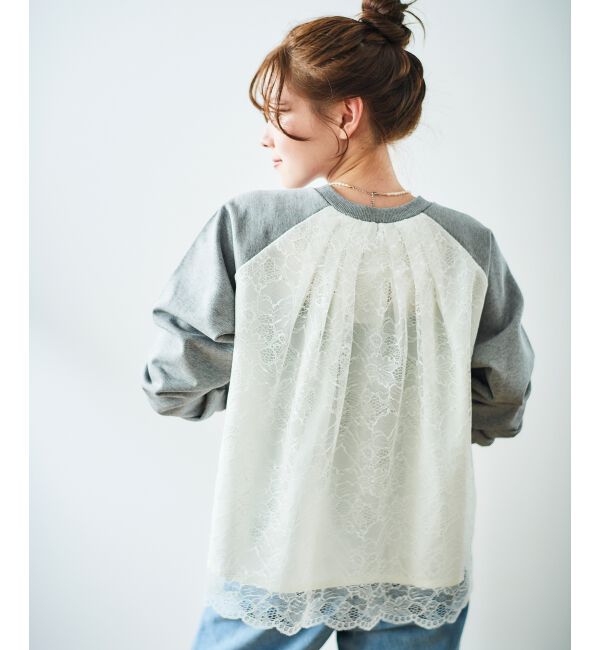 le.coeur blanc「《手洗い可能》バックレーススウェットプルオーバー」|プルオーバー|