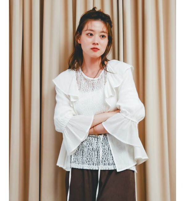  「ストレッチレースクルーネックカットソー」|Tシャツ・カットソー|
