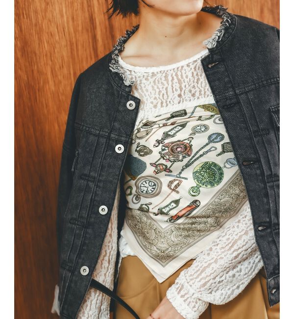  「ストレッチレースクルーネックカットソー」|Tシャツ・カットソー|