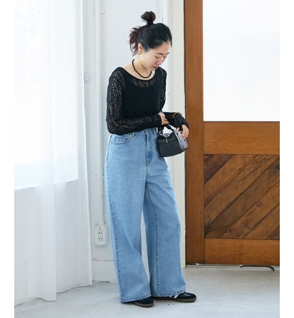  「ストレッチレースクルーネックカットソー」|Tシャツ・カットソー|