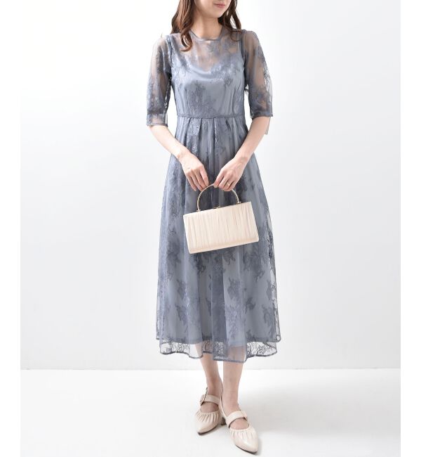 MAJESTICLEGON「バックダブルリボンドレス」|ドレス|ブルー