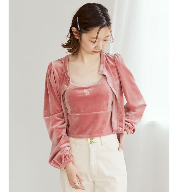 MAJESTICLEGON「キャミセットベロアカーディガン」|カーディガン|