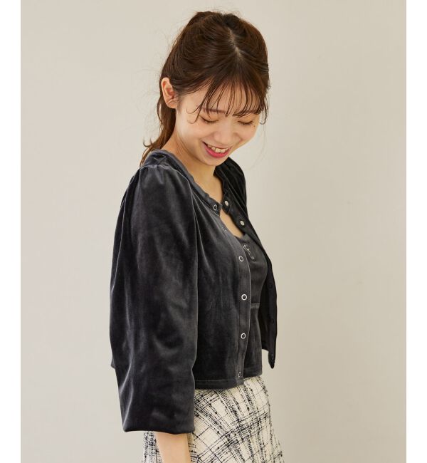 MAJESTICLEGON「キャミセットベロアカーディガン」|カーディガン|