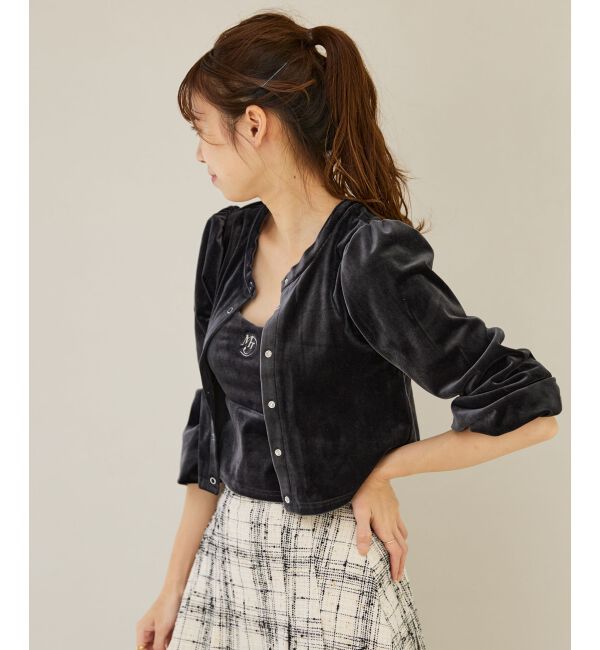 MAJESTICLEGON「キャミセットベロアカーディガン」|カーディガン|