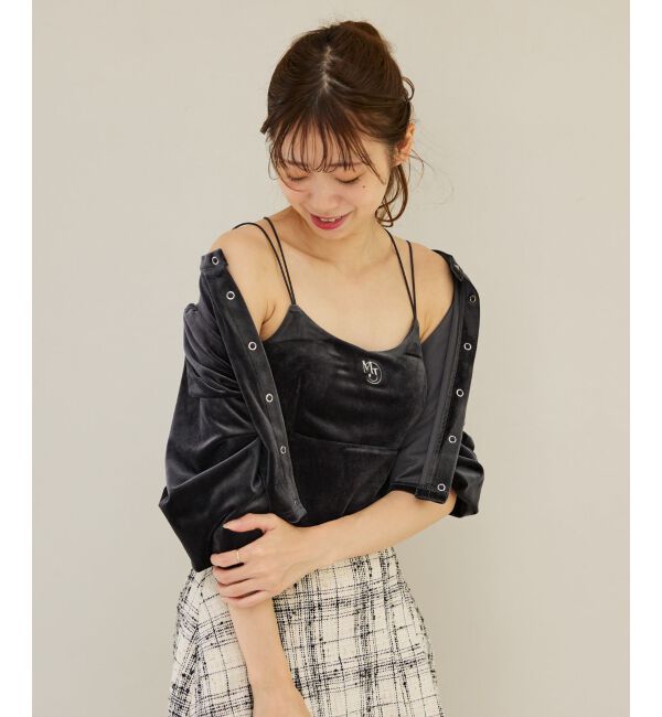 MAJESTICLEGON「キャミセットベロアカーディガン」|カーディガン|