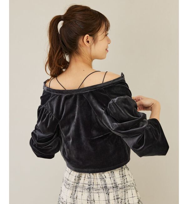 MAJESTICLEGON「キャミセットベロアカーディガン」|カーディガン|