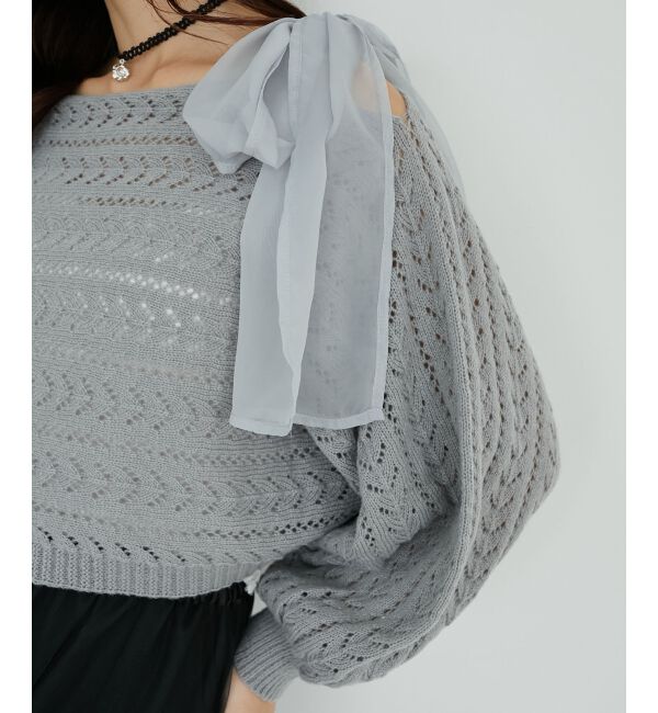 MAJESTICLEGON「2WAY肩リボン透かしニット」|ニット・セーター|