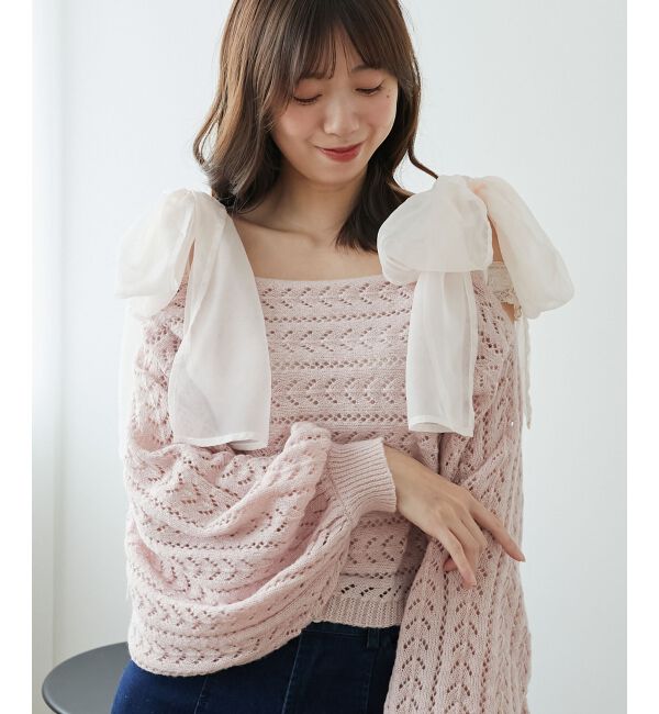 MAJESTICLEGON「2WAY肩リボン透かしニット」|ニット・セーター|