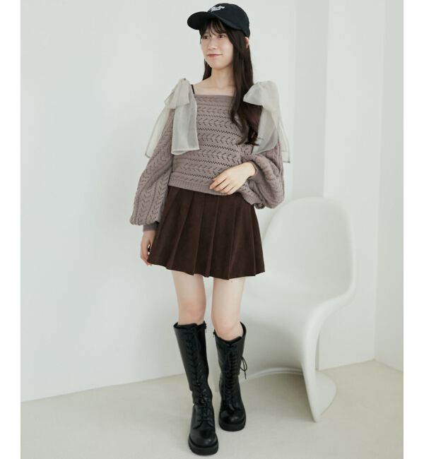 MAJESTICLEGON「2WAY肩リボン透かしニット」|ニット・セーター|
