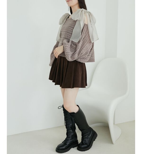 MAJESTICLEGON「2WAY肩リボン透かしニット」|ニット・セーター|