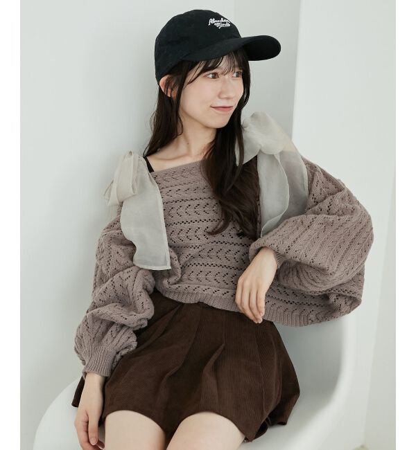 MAJESTICLEGON「2WAY肩リボン透かしニット」|ニット・セーター|