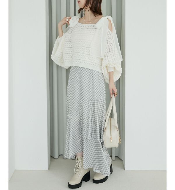 MAJESTICLEGON「2WAY肩リボン透かしニット」|ニット・セーター|