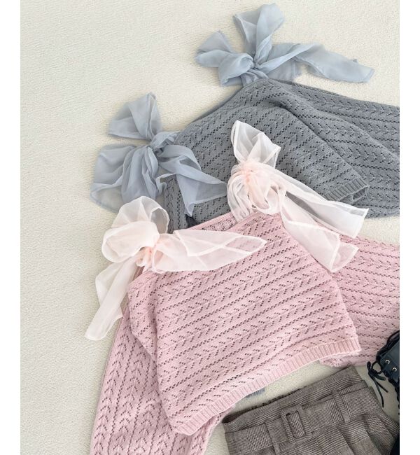 MAJESTICLEGON「2WAY肩リボン透かしニット」|ニット・セーター|