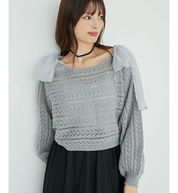 MAJESTICLEGON「2WAY肩リボン透かしニット」|ニット・セーター|