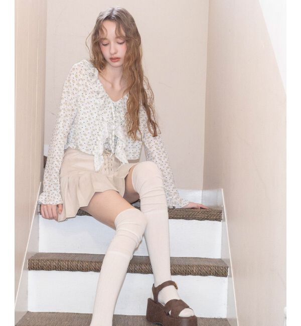  「◎フリルカラーリボンカーディガン」|カーディガン|