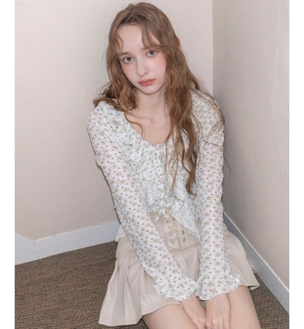  「◎フリルカラーリボンカーディガン」|カーディガン|