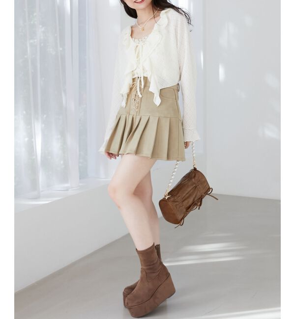  「◎フリルカラーリボンカーディガン」|カーディガン|