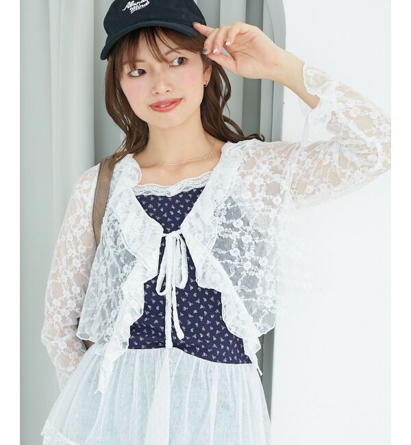  「◎フリルカラーリボンカーディガン」|カーディガン|