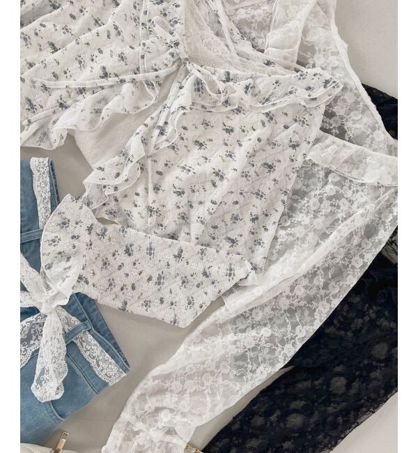  「◎フリルカラーリボンカーディガン」|カーディガン|