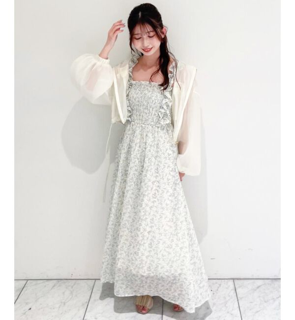  「フリルショルダーレースアップワンピ」|ワンピース|