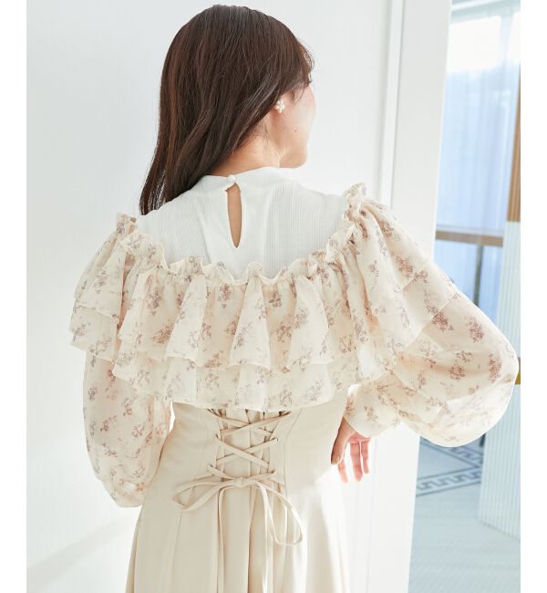 MAJESTICLEGON「ウエストきゅっとオフショルワンピ」|ワンピース|ベージュ柄